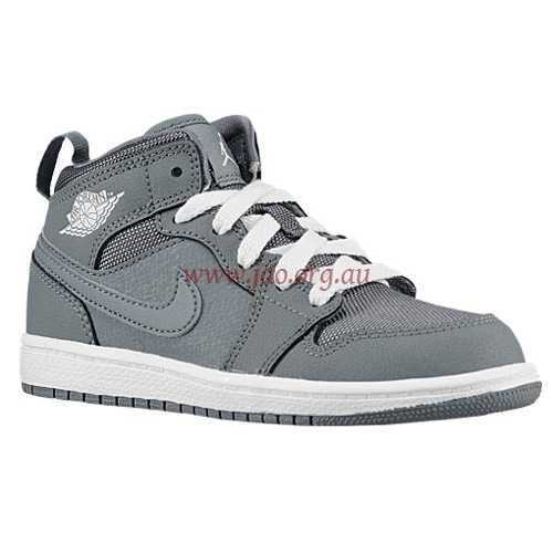 Jordan Aj1 (Cool Grey/White/Cool Grey) Mid Boys' Preschool Australia Shoes - 40734022